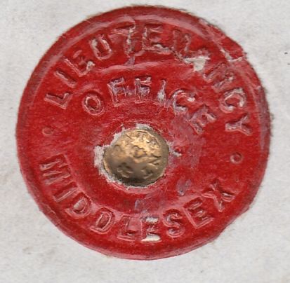 116865 1849 'LIEUTENANCY OFFICE/MIDDLESEX' 'PRESS-STUD' LETTER SEAL LONDON TO LUDLOW.