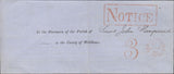 117206 1859 PRINTED WRAPPER WITH NOTICE OF OBJECTION TO VOTE, 'NOTICE' BOXED HAND STAMP AND '3' CHARGE MARK.