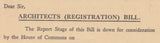 117235 1930 PARLIAMENTARY MAIL/UNUSED KGV 1D POST CARD 'ARCHITECTS (REGISTRATION) BILL'.