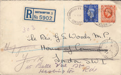 117273 1937 PARLIAMENTARY MAIL/REGISTERED FROM SOUTHAMPTON TO THE HOUSE OF COMMONS TO KENSINGTON.