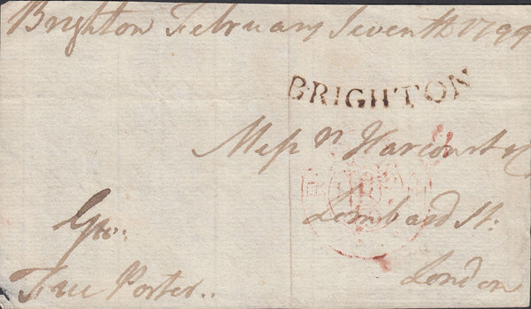 117345 1799 SUSSEX/'BRIGHTON' CONCAVE HAND STAMP (SX162).