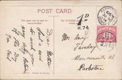 117375 1914 UNPAID MAIL USED LOCALLY IN PARKSTONE (DORSET).