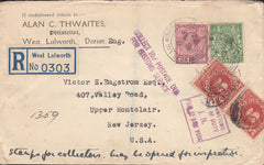 117397 1932 MAIL 'ALAN THWAITES PHILATELIST' DORSET TO USA.