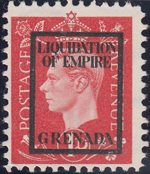 117416 1944 GERMAN PROPAGANDA FORGERY UNUSED SET OF SIX OVERPRINTED 'LIQUIDATION OF EMPIRE GRENADA'.