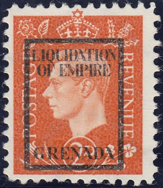 117416 1944 GERMAN PROPAGANDA FORGERY UNUSED SET OF SIX OVERPRINTED 'LIQUIDATION OF EMPIRE GRENADA'.