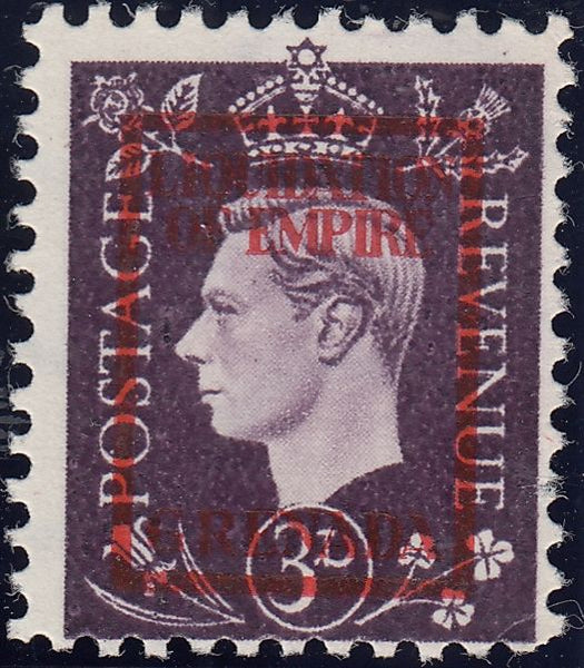 117416 1944 GERMAN PROPAGANDA FORGERY UNUSED SET OF SIX OVERPRINTED 'LIQUIDATION OF EMPIRE GRENADA'.