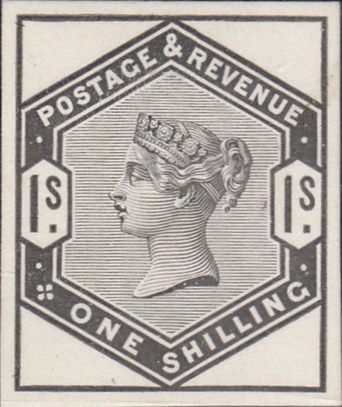 117419 1884 1S DULL GREEN (SG196) CUT DOWN DIE PROOF WITHOUT CORNER LETTERS.