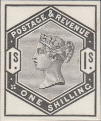 117419 1884 1S DULL GREEN (SG196) CUT DOWN DIE PROOF WITHOUT CORNER LETTERS.