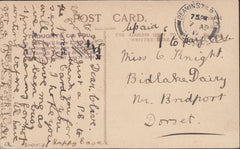 117444 1917 UNPAID MAIL BEAMINSTER (DORSET) TO BRIDPORT.