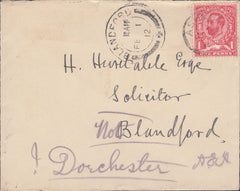 117472 1912 MAIL ASHCOTT (SOMERSET) TO BLANDFORD REDIRECTED TO DORCHESTER.