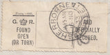 117479 1933 MAIL USED IN DORSET/'FOUND OPEN (OR TORN)/AND OFFICIALLY SECURED' LABEL.
