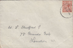 117483 1924 LYME REGIS SKELETON DATE STAMP WITH ERROR OF SPELLING 'LYNE' FOR 'LYME'.