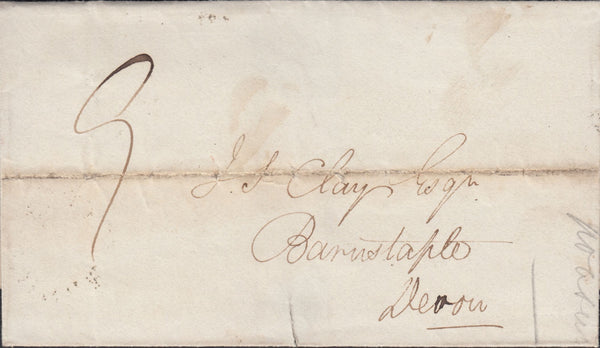 117499 1835 WILTS/'CHIPPENHAM' HORSESHOE STYLE HAND STAMP MILEAGE ERASED (WL158).