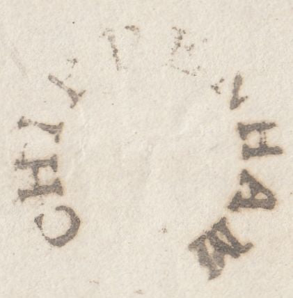 117499 1835 WILTS/'CHIPPENHAM' HORSESHOE STYLE HAND STAMP MILEAGE ERASED (WL158).