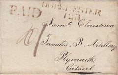 117507 1813 DORSET/'PAID' DISTINCTIVE HAND STAMP OF DORCHESTER TYPE 58 (DT262).