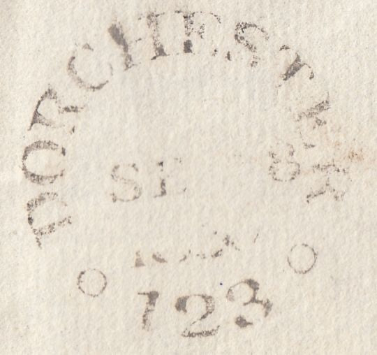 117511 1820 DORSET/'PAID' TYPE 58 HAND STAMP IN RED (DT263).