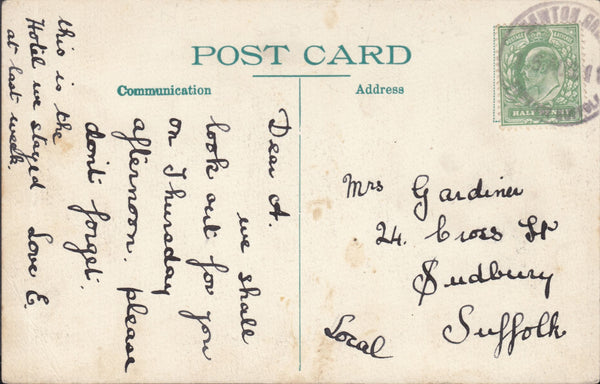 117605 1911 SUFFOLK/'NEWTON GREEN' RUBBER DATE STAMP.