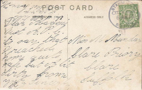117612 1913 SUFFOLK/'STANSFIELD' RUBBER DATE STAMP.