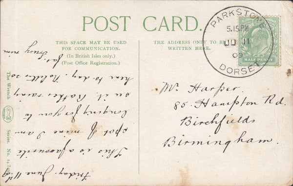 117633 1909 DORSET/'PARKSTONE' SKELETON STYLE DATE STAMP.