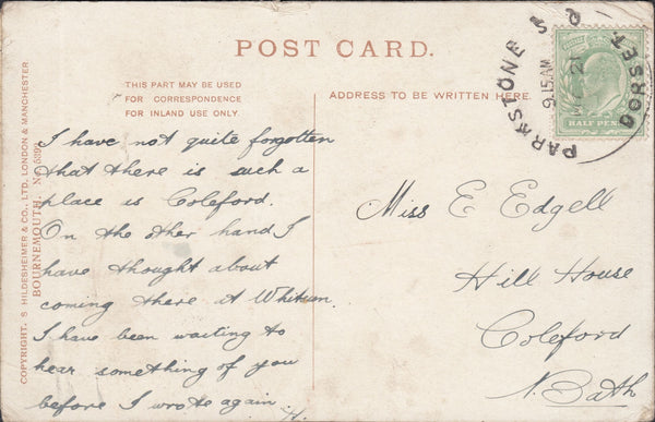 117657 1906 DORSET/'PARKSTONE' SKELETON STYLE DATE STAMP.