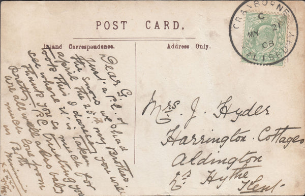 117664 1908 DORSET/'CRANBORNE SALISBURY' SKELETON STYLE DATE STAMP.