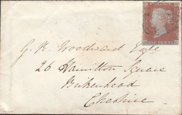 117681 1850 'BIRKENHEAD' (CHESHIRE) EMBOSSED ENVELOPE FLAP.
