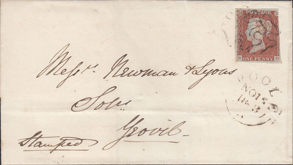117722 1843 POOLE MALTESE CROSS ON COVER TO YEOVIL.