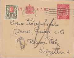 117739 1928 UNDERPAID MAIL PADDINGTON TO SWITZERLAND.
