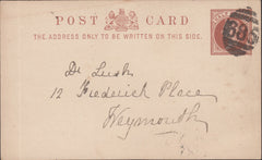 117761 CIRCA 1880 QV ½D BROWN POST CARD/'685' 3VOS CANCEL OF WILTON (WILTS).