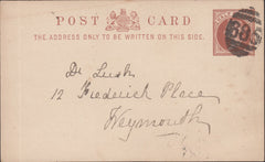 117761 CIRCA 1880 QV ½D BROWN POST CARD/'685' 3VOS CANCEL OF WILTON (WILTS).