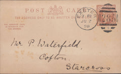 117762 1898 QV ½D BROWN REPLY PAID POST CARD.