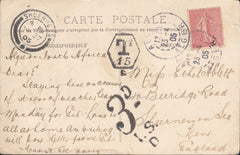 117843 1905 UNDERPAID MAIL FRANCE TO SHEERNESS KENT.