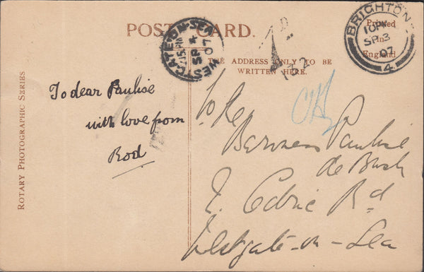 117844 1907 UNPAID MAIL BRIGHTON TO WESTGATE ON SEA (KENT).