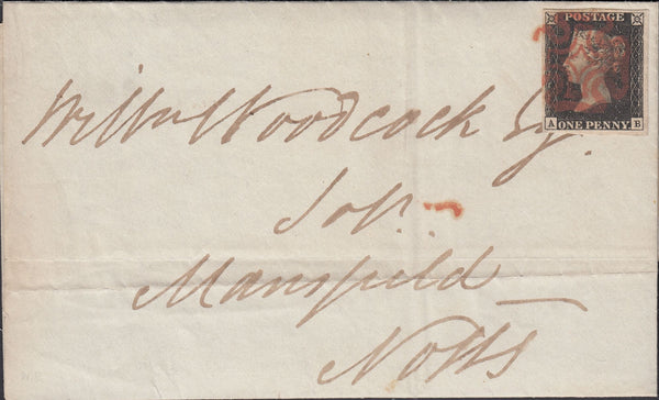 117847 1D BLACK PL.1B (SG2)(AB) ON COVER LONDON TO MANSFIELD.