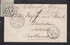 117894 1877 MOURNING ENVELOPE NETHERLANDS TO SELKIRK REDIRECTED TO EDINBURGH.
