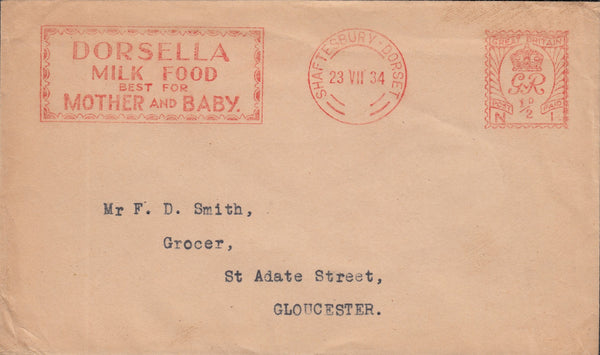 117906 1934 ADVERTISING METER MARK DORSET TO GLOUCESTER.
