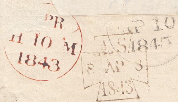 117915 1843 1D MULREADY WRAPPER LONDON TO ABERDEEN CANCELLED LONDON NO. '8' IN MALTESE CROSS.