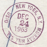 117995 1963 REGISTERED MAIL LONDON TO NEW YORK/2/6 CASTLE.