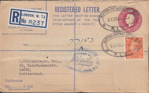 118024 1950 'B.P.A' CENSORED MAIL LONDON TO SWITZERLAND.