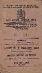 118031 1913-1936 'POST OFFICE SAVINGS BANK' BOOK WITH BIRKENHEAD AND DORCHESTER DATE STAMPS.