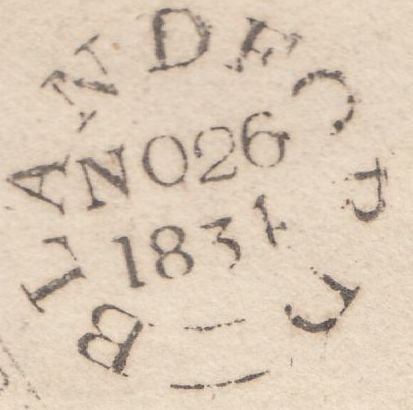 118041 1834 DORSET/'TOO LATE' ITALIC STYLE HAND STAMP TYPE A (DT63).
