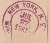 118066 1961 MIXED REIGNS REGISTERED USAGE COBHAM (SURREY) TO NEW YORK.