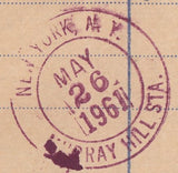 118068 1961 REGISTERED LETTER LONDON TO NEW YORK/MIXED REIGNS.