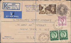 118069 1961 REGISTERED MAIL WEST KENSINGTON TO NEW YORK/MIXED REIGNS.