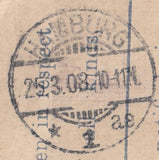 118072 1908 REGISTERED MAIL POPLAR TO HAMBURG.