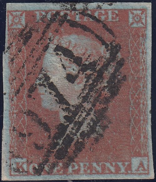 118112 PL.134 (SG8a DEEP RED BROWN ON VERY BLUED PAPER)(KA).