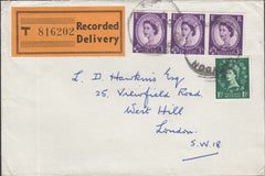 118193 1966 RECORDED DELIVERY MAIL USED IN LONDON.