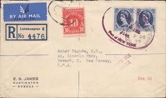 118284 1955 MAIL LITTLEHAMPTON TO USA/US POSTAGE DUE RE CUSTOMS CHARGE.