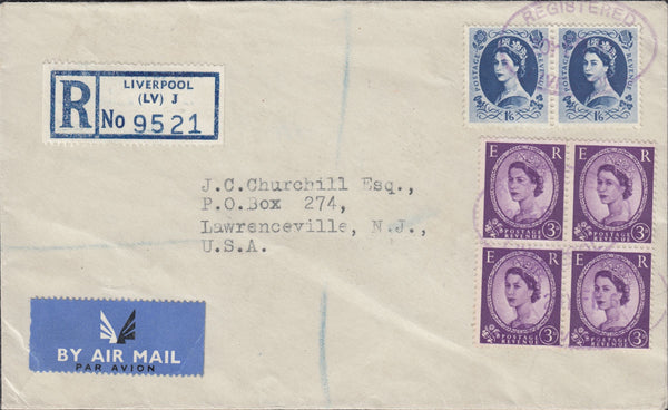 118310 1961 REGISTERED AIR MAIL LIVERPOOL TO USA.