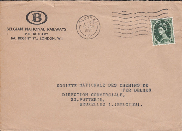 118332 1969 MAIL LONDON TO BELGIUM.